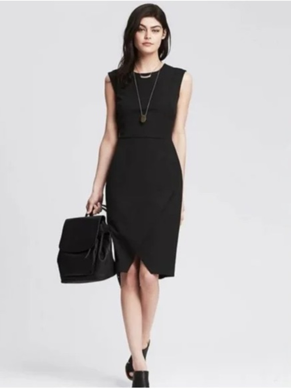 Banana Republic Black Sleeveless Midi Sheath Dress
